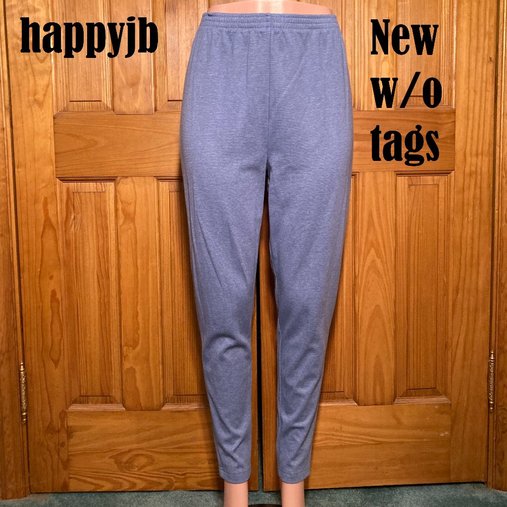 Nwot Blair Vintage 90s Knit Pull On Pants Taper Leg Elastic Waist Blue Large #1 — image 2 of 8